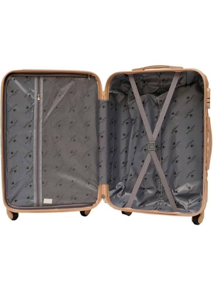 5-Piece Stripe Design Hardshell Luggage Set, Lightweight ABS Travel Trolley Bags with 360° Spinner Wheels & Secure Lock, Rose Gold - Image 3